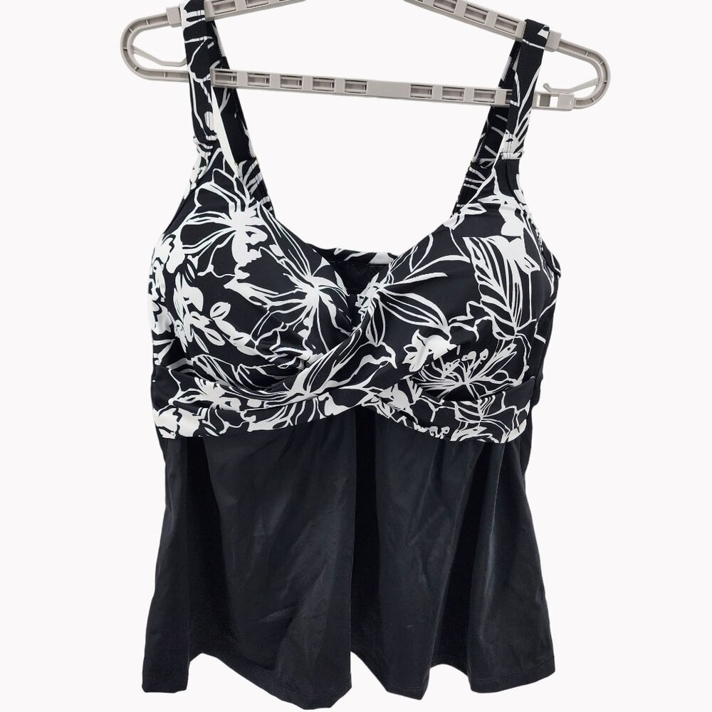 Swimsuits For All XXL Womens 46D Tankini Top Floral Underwire Padded